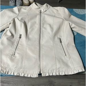 Baccini crème leather jacket bikercore pm size